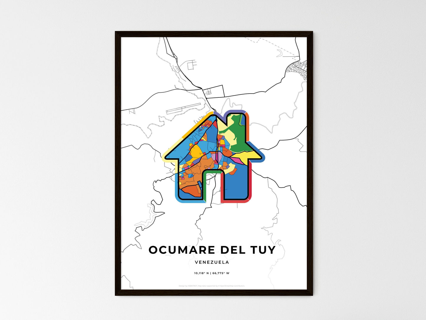 Ocumare Del Tuy Venezuela wedding art map with home icon
