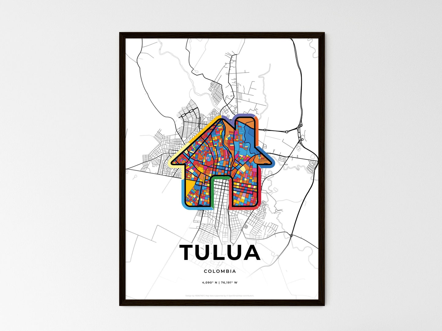 Tulua Colombia wedding art map with home icon