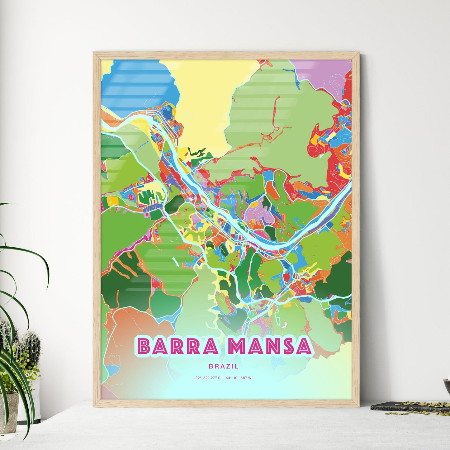 Colorful BARRA MANSA BRAZIL Fine Art Map Crazy Colors