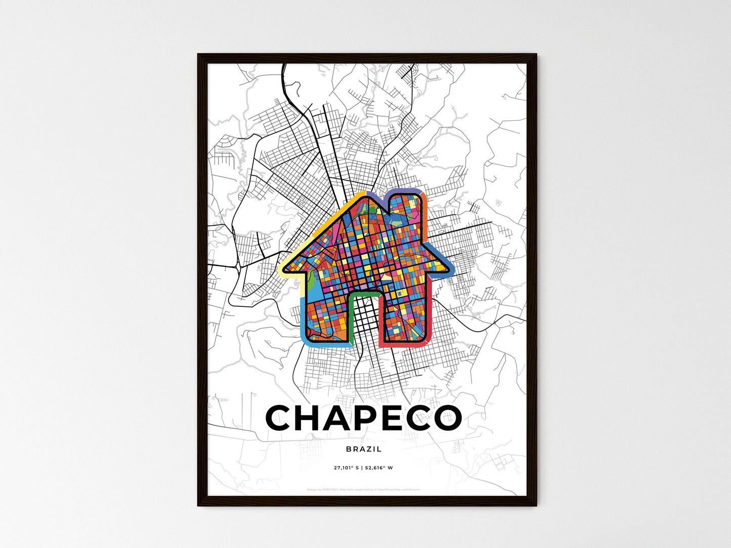 Chapeco Brazil wedding art map with home icon
