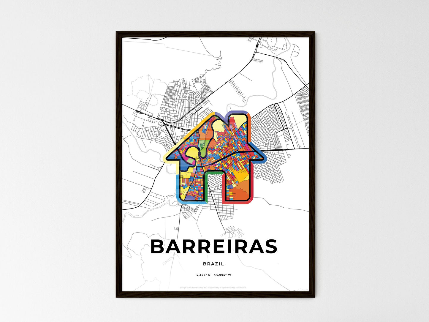 Barreiras Brazil wedding art map with home icon