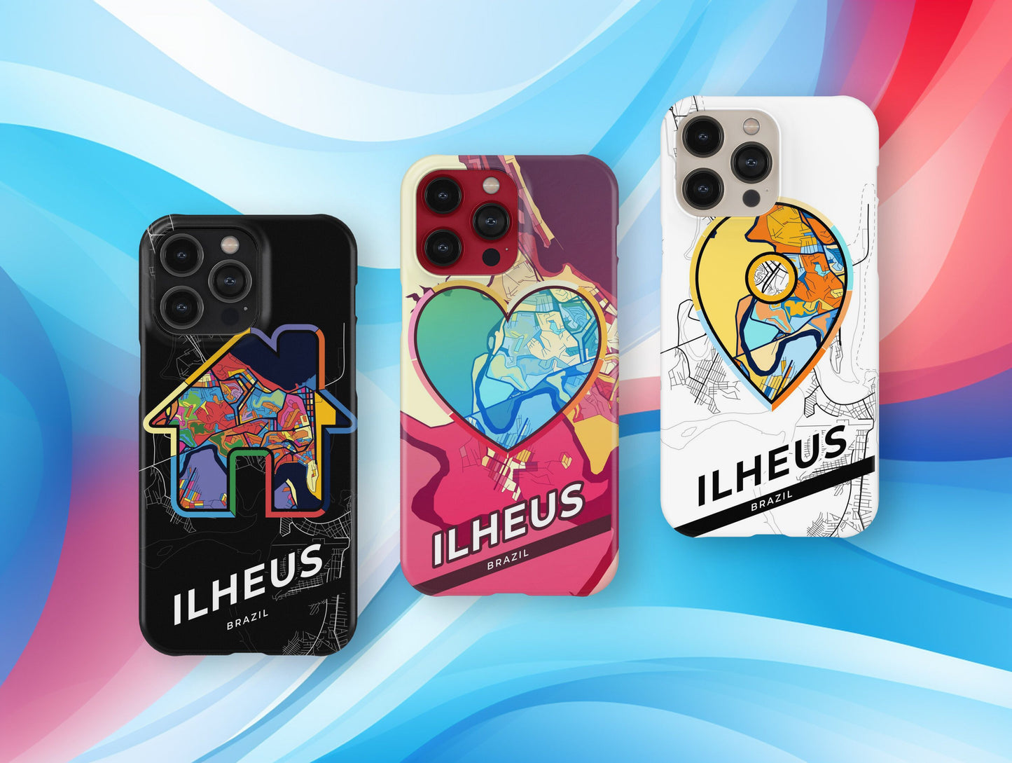 Ilheus Brazil slim phone case with colorful icon. Birthday, wedding or housewarming gift. Couple match cases.