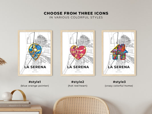 La Serena Chile maps with colorful icons