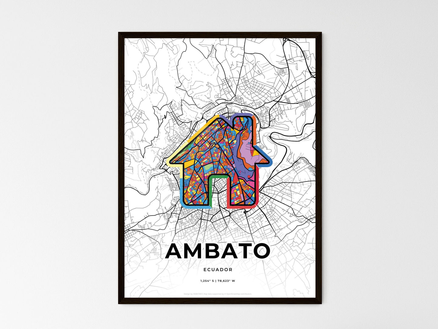 Ambato Ecuador wedding art map with home icon