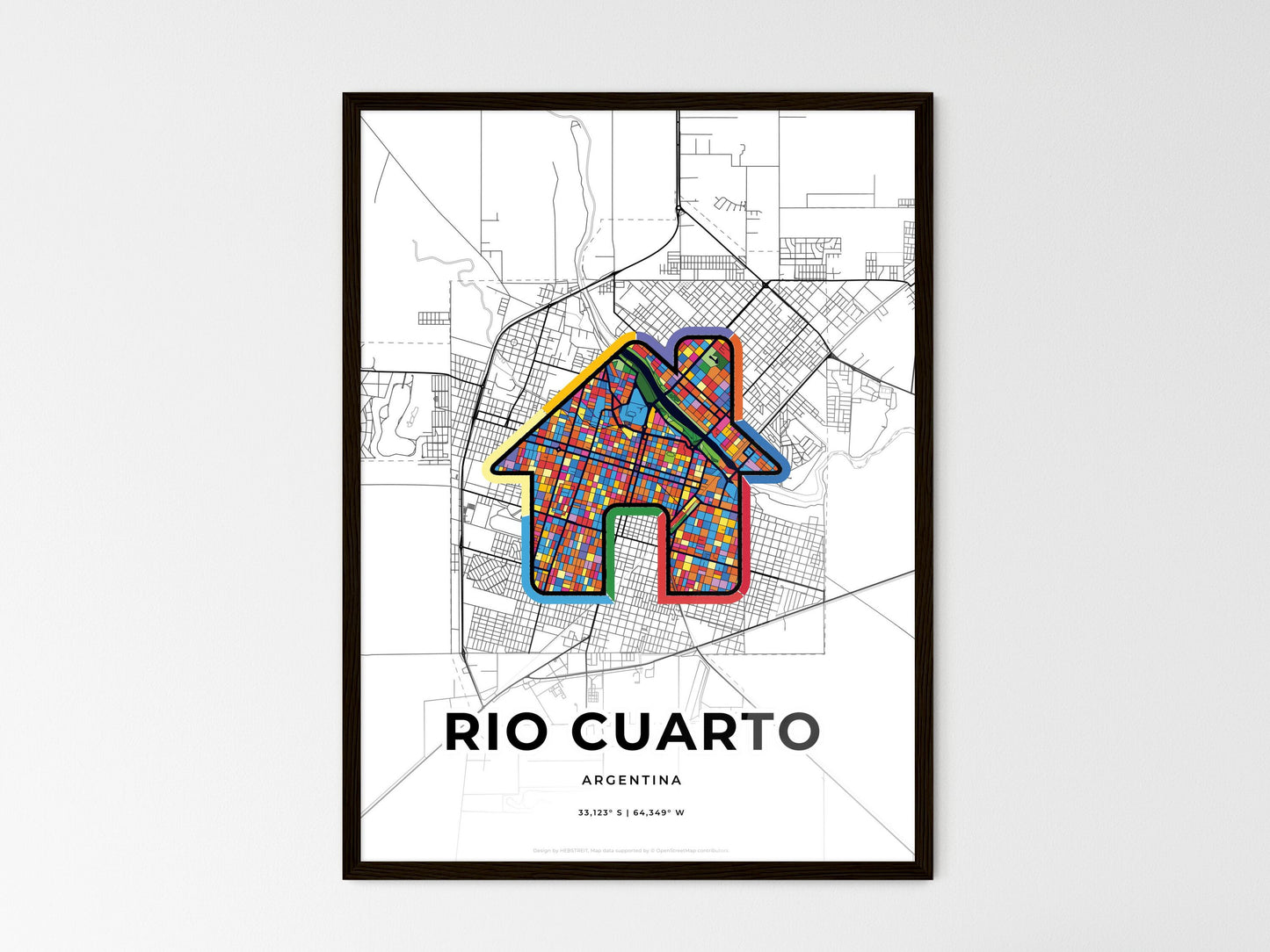 Rio Cuarto Argentina wedding art map with home icon