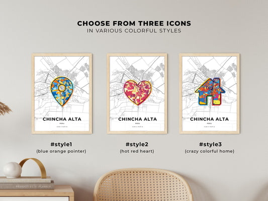 Chincha Alta Peru maps with colorful icons