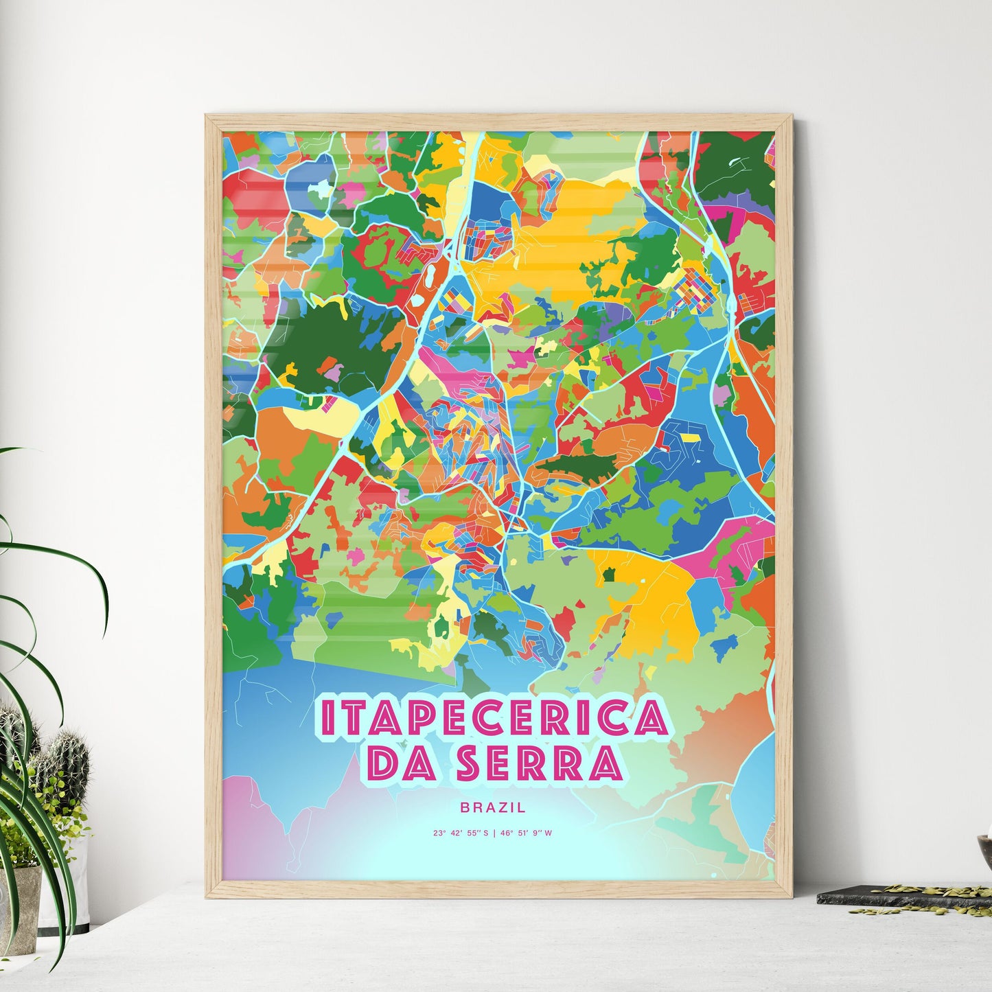 Colorful ITAPECERICA DA SERRA BRAZIL Fine Art Map Crazy Colors