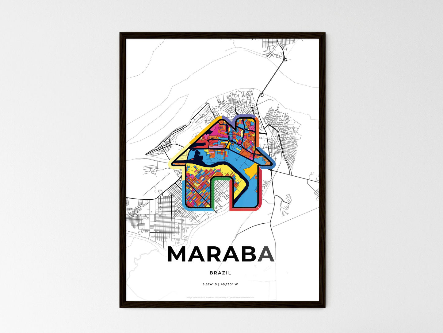Maraba Brazil wedding art map with home icon