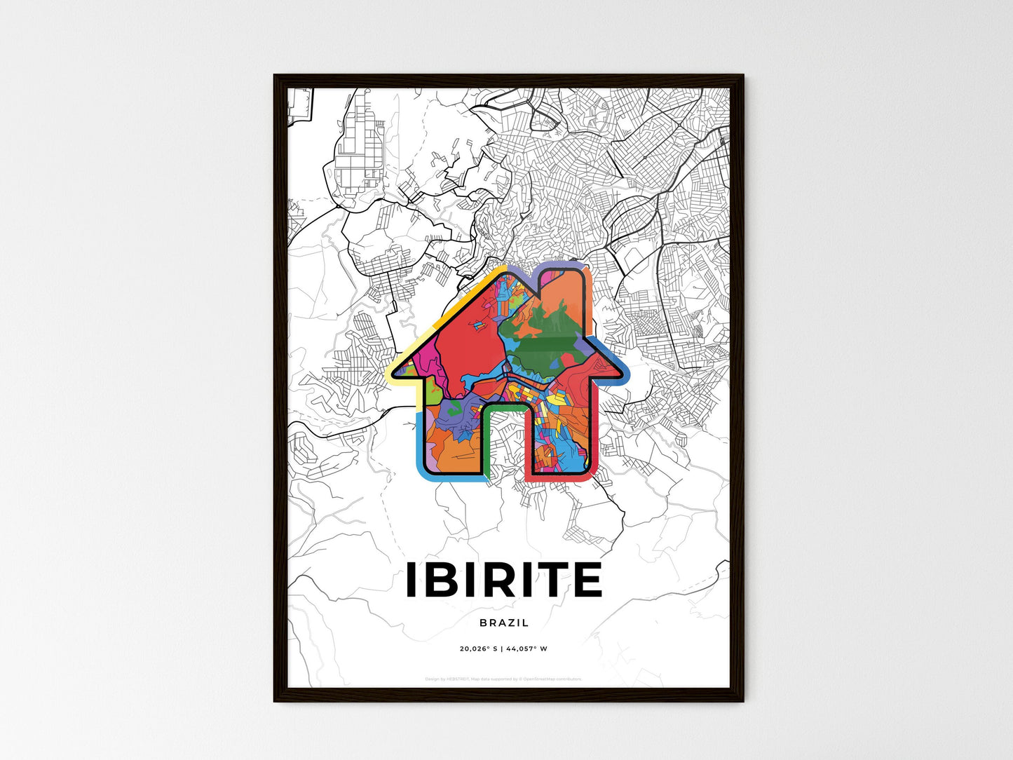 Ibirite Brazil wedding art map with home icon
