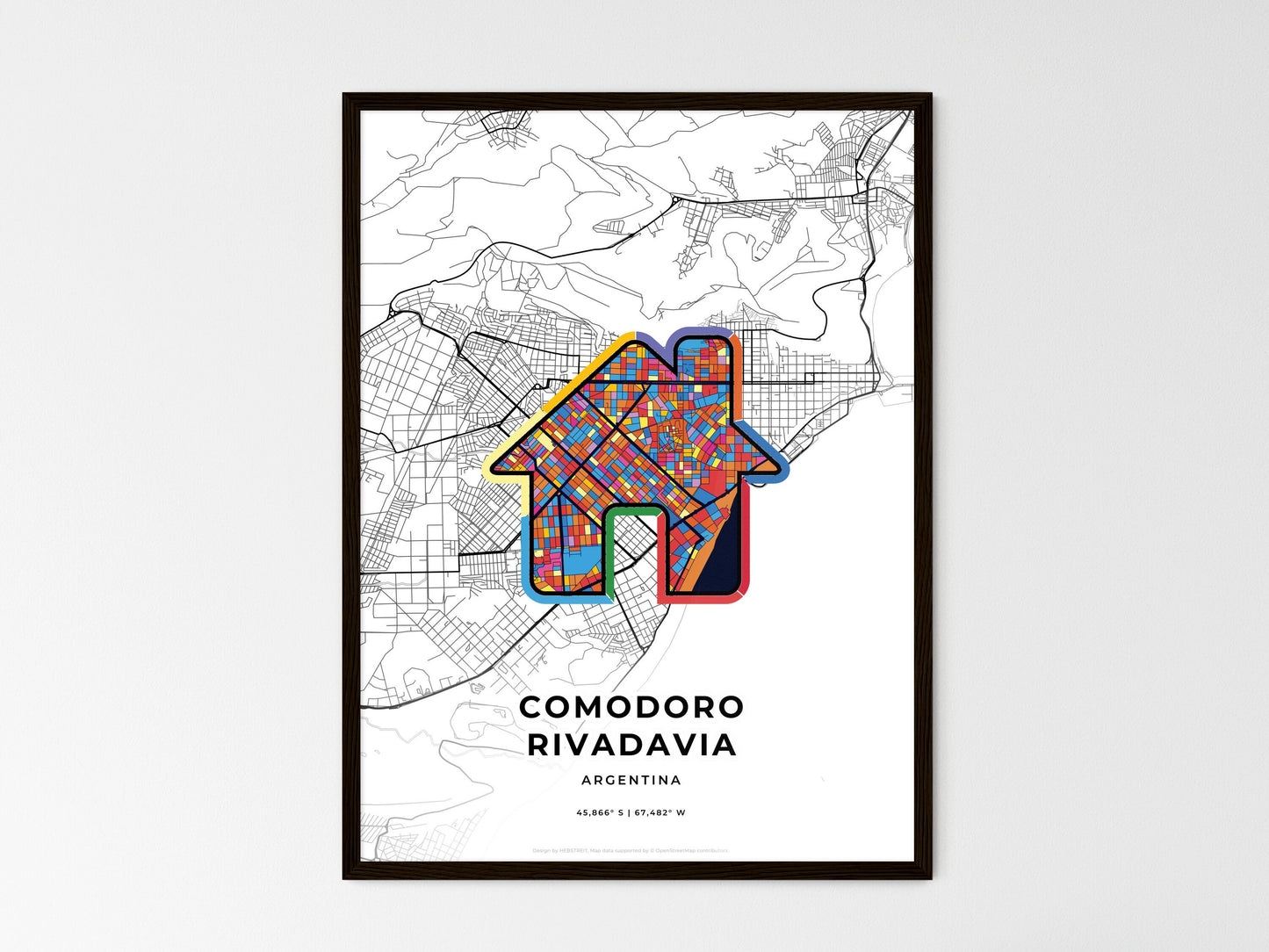 Comodoro Rivadavia Argentina wedding art map with home icon