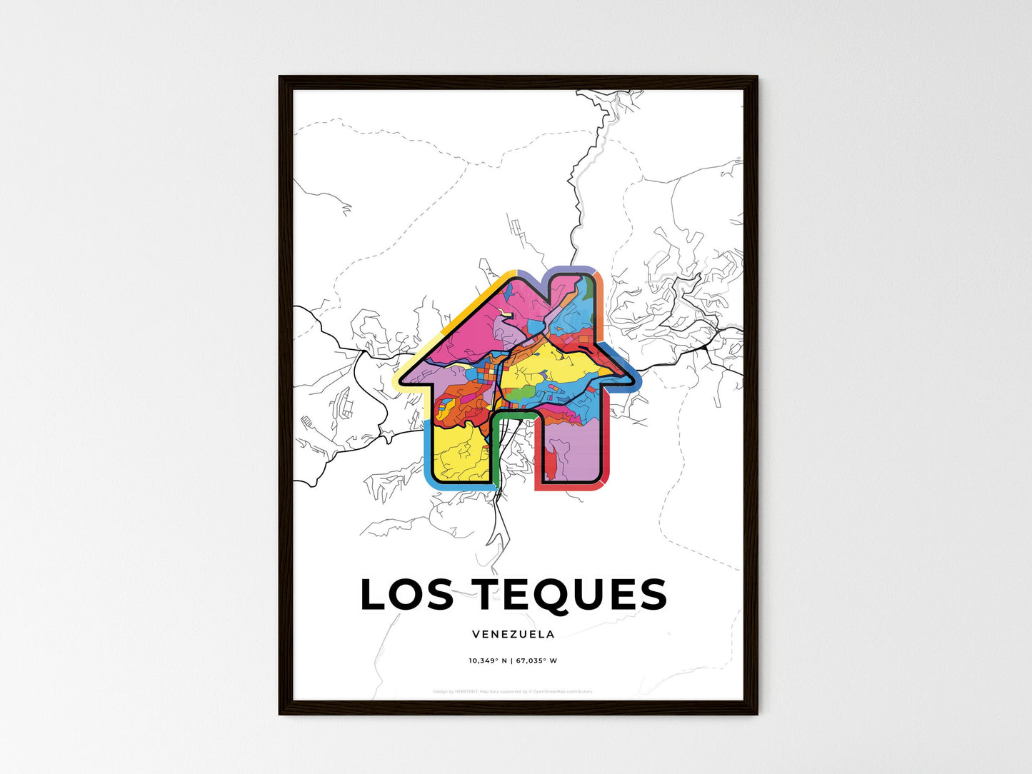 Los Teques Venezuela wedding art map with home icon