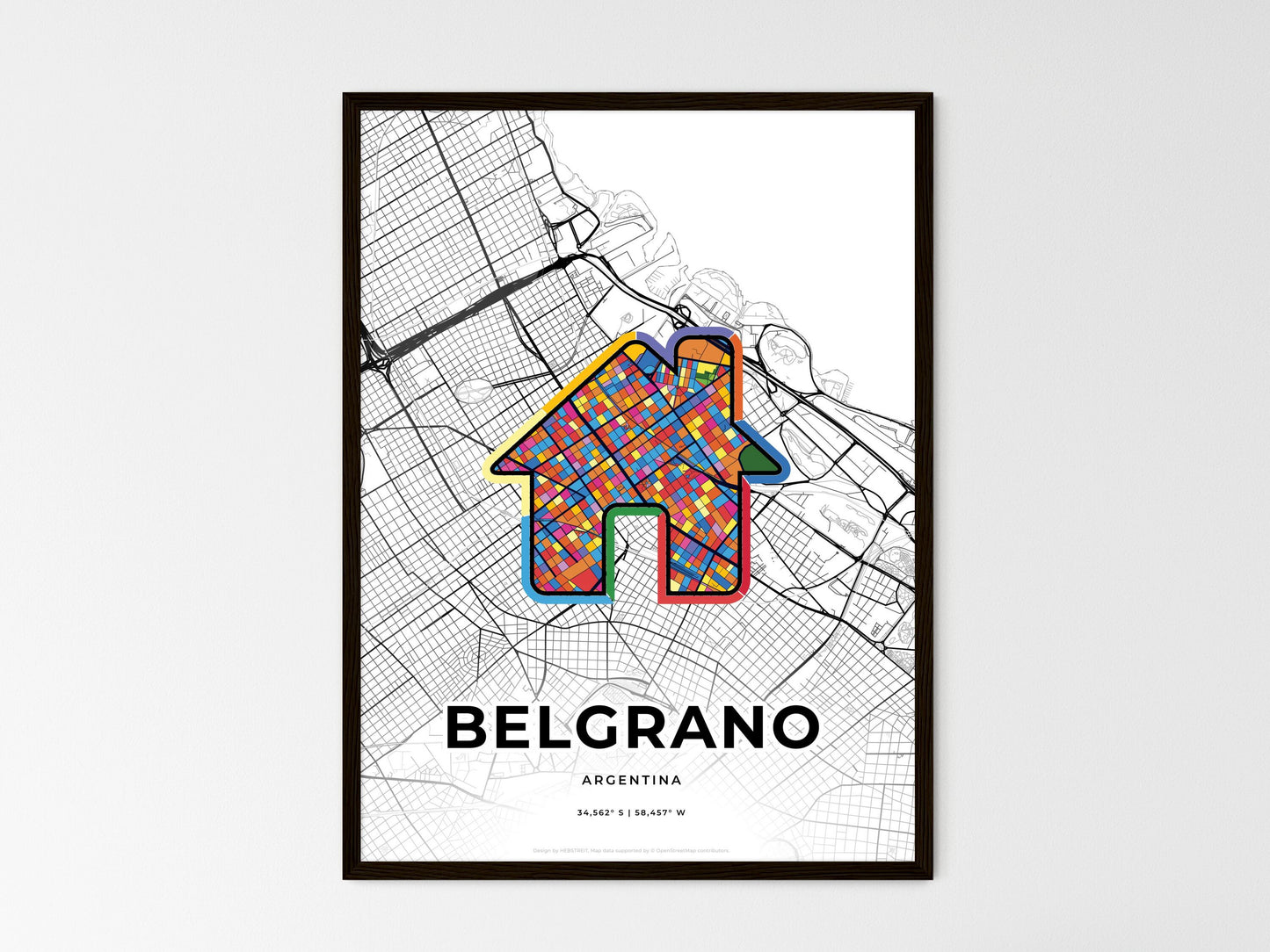 Belgrano Argentina wedding art map with home icon