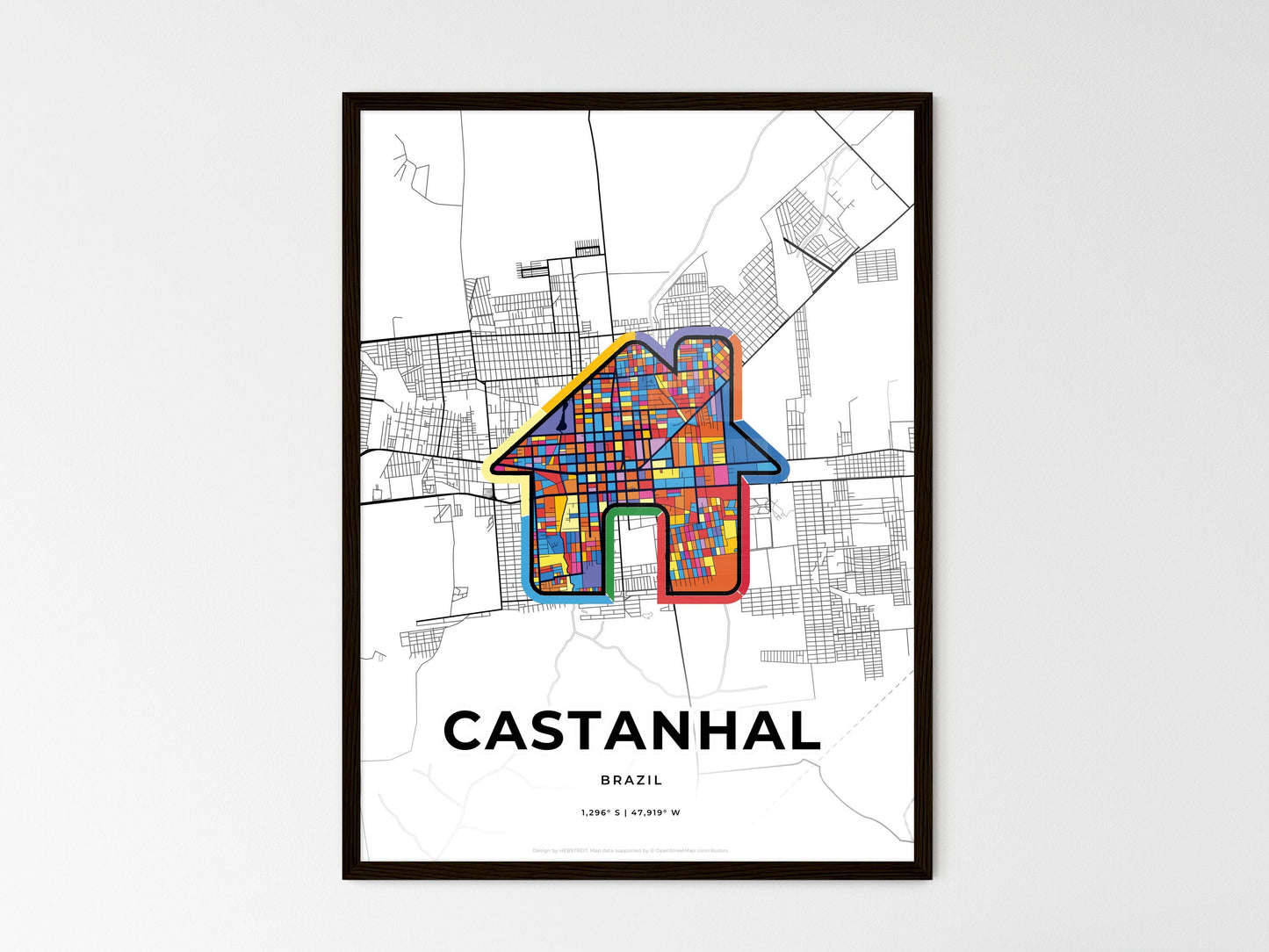 Castanhal Brazil wedding art map with home icon