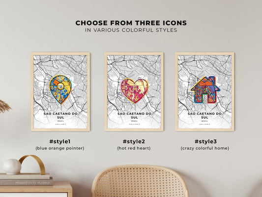 Sao Caetano Do Sul Brazil maps with colorful icons