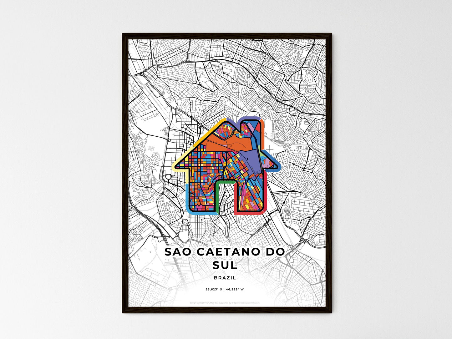 Sao Caetano Do Sul Brazil wedding art map with home icon