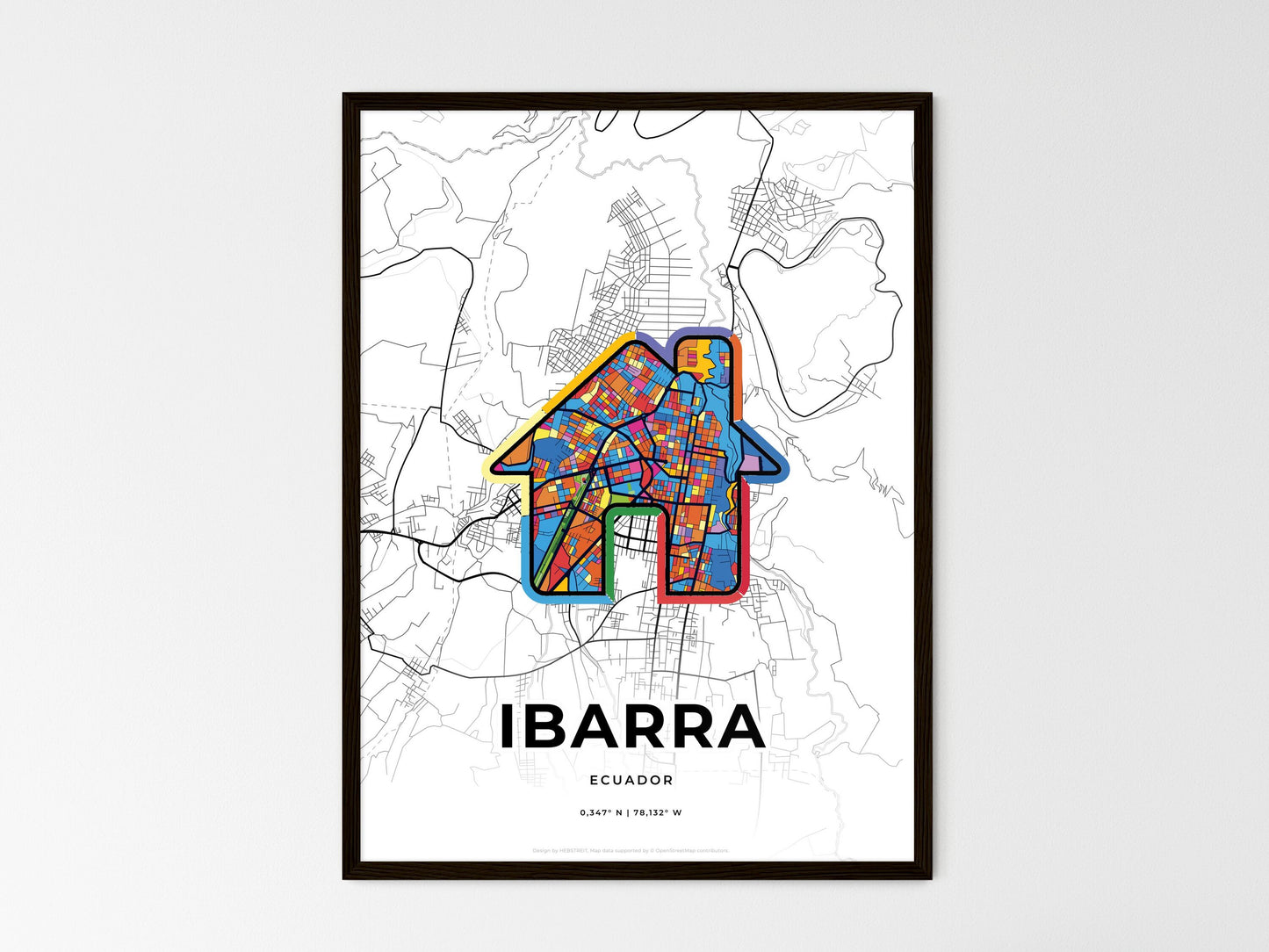 Ibarra Ecuador wedding art map with home icon