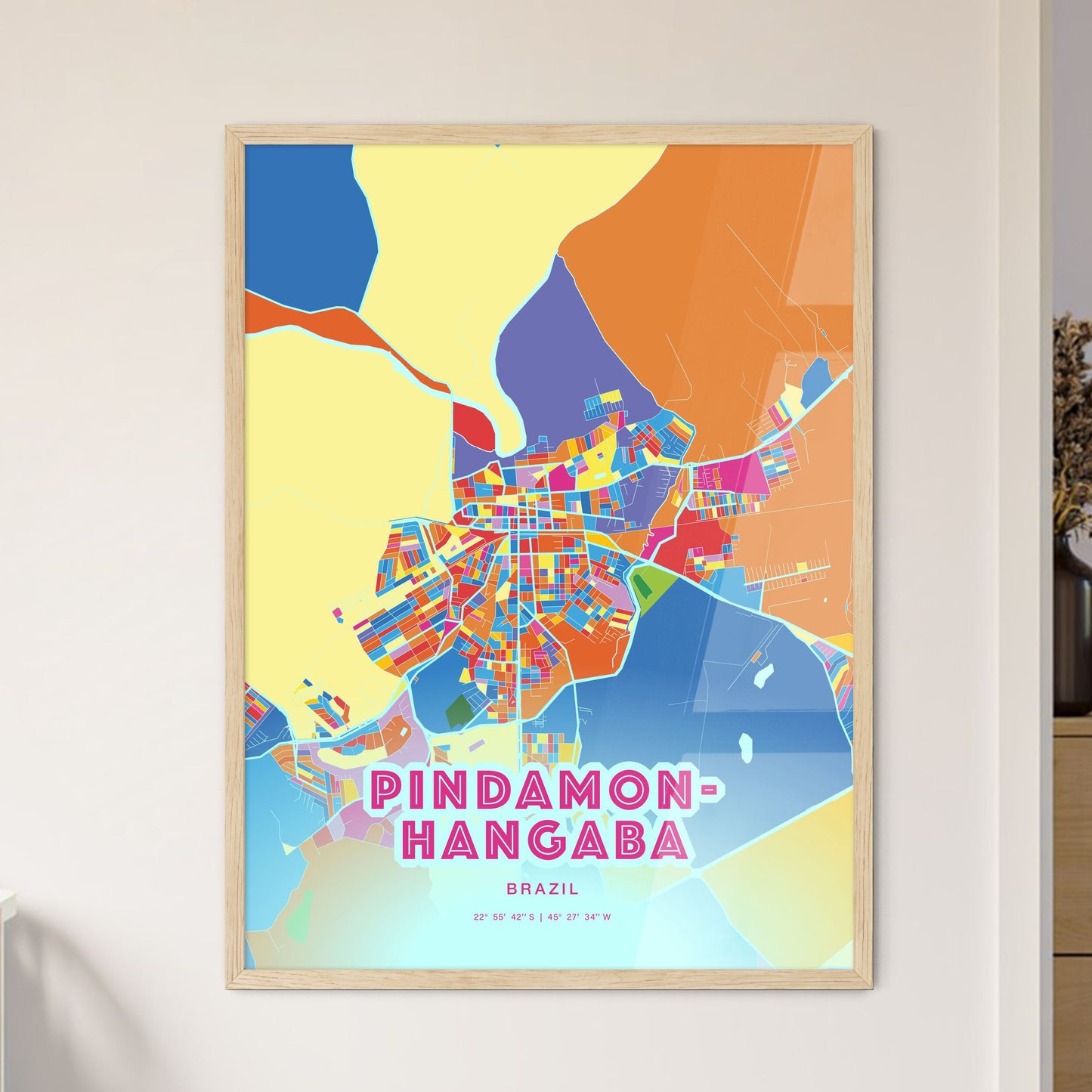 Colorful PINDAMONHANGABA BRAZIL Fine Art Map Crazy Colors