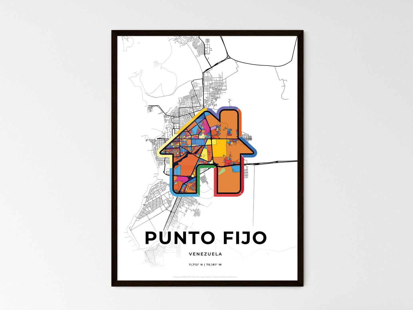 Punto Fijo Venezuela wedding art map with home icon