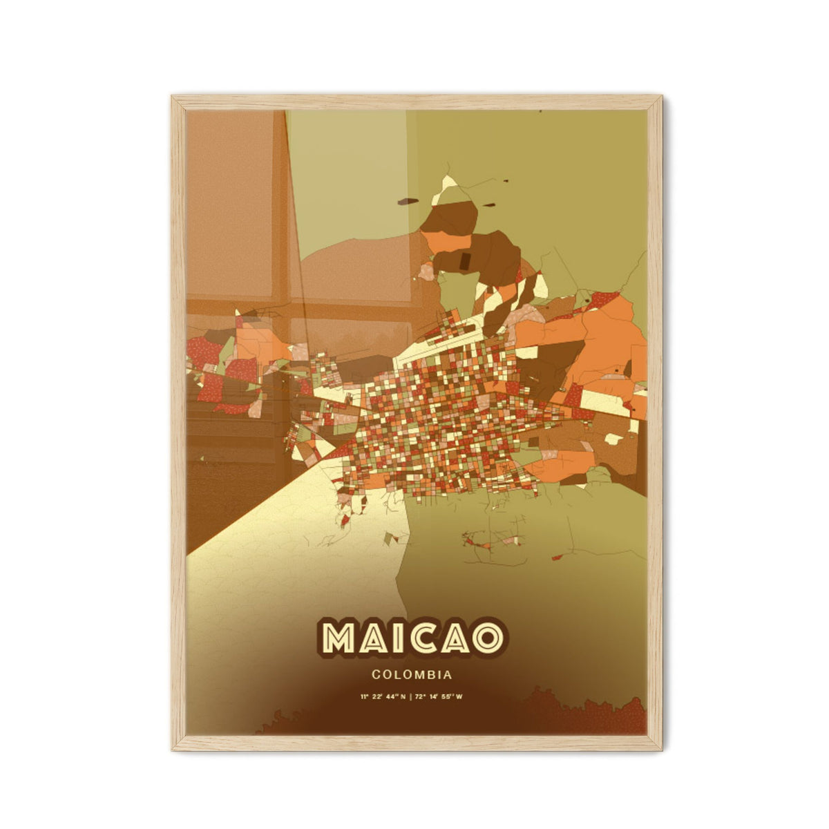 Colorful MAICAO COLOMBIA Fine Art Map Farmhouse