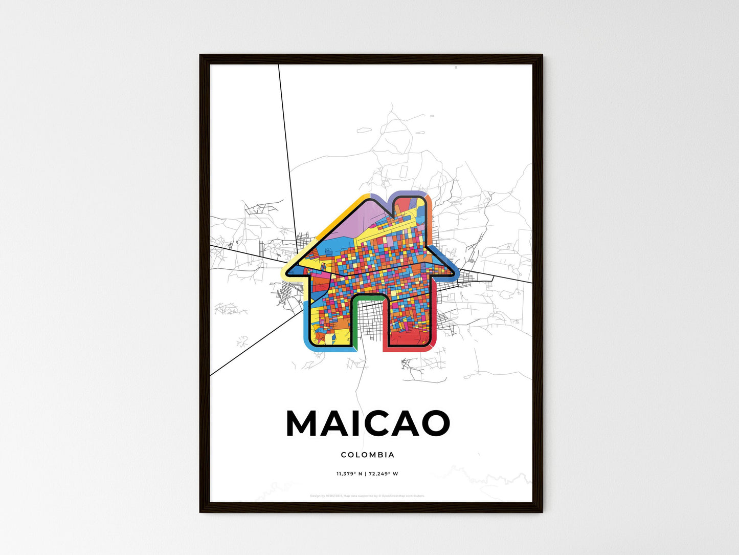 Maicao Colombia wedding art map with home icon