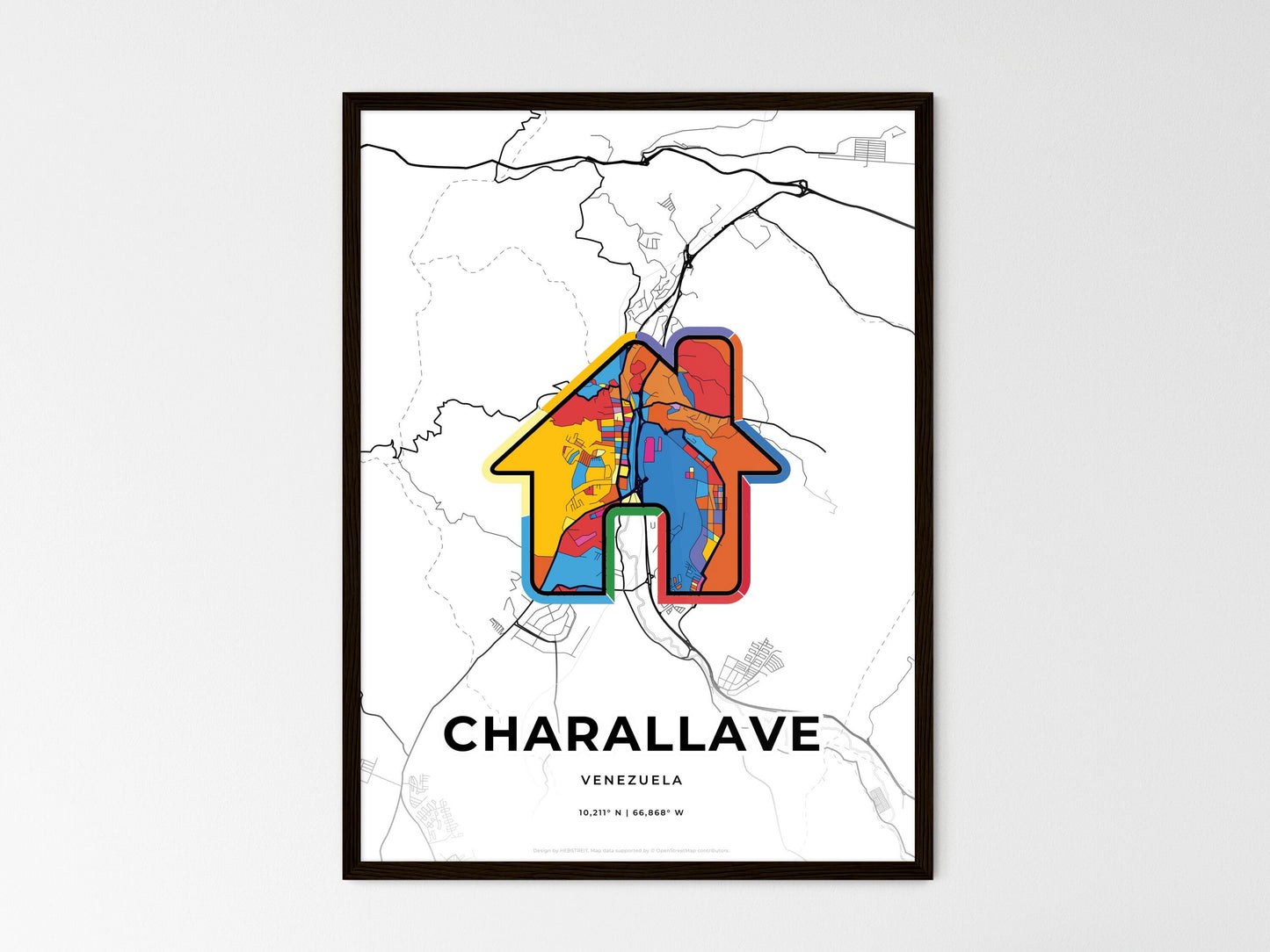 Charallave Venezuela wedding art map with home icon