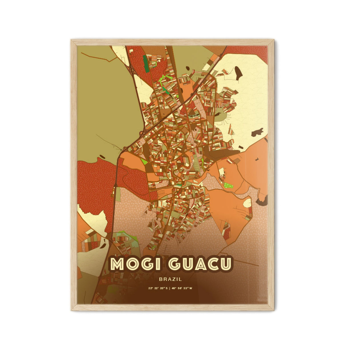 Colorful MOGI GUACU BRAZIL Fine Art Map Farmhouse
