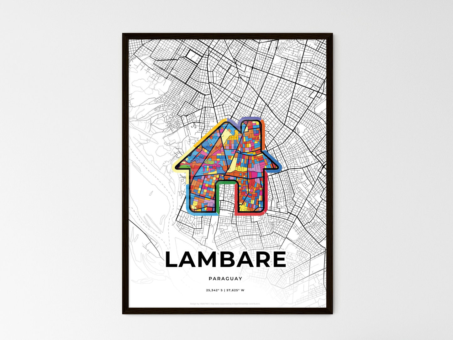 Lambare Paraguay wedding art map with home icon