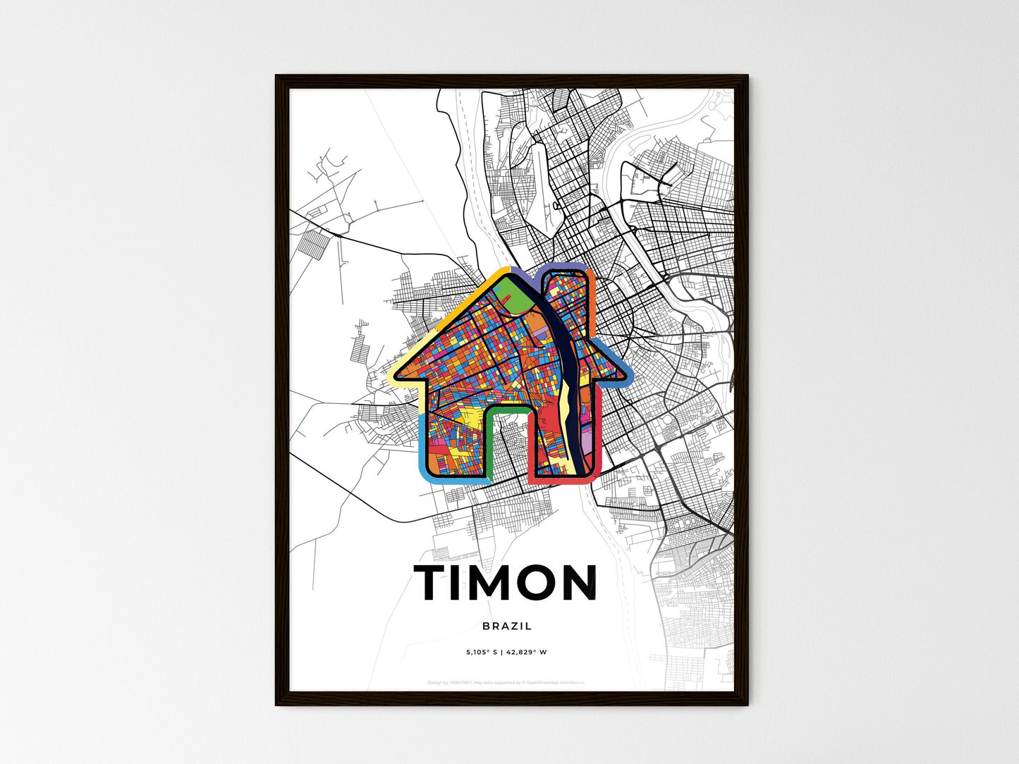 Timon Brazil wedding art map with home icon