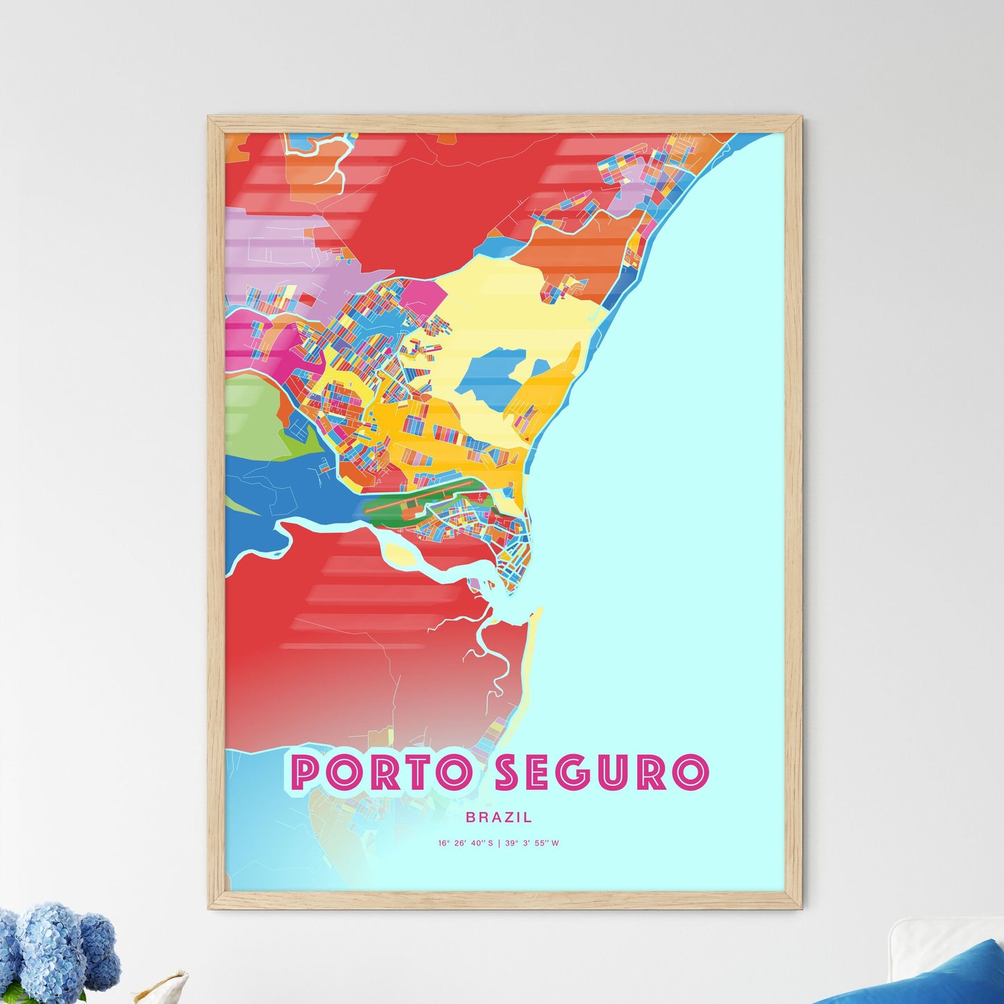 Colorful PORTO SEGURO BRAZIL Fine Art Map Crazy Colors