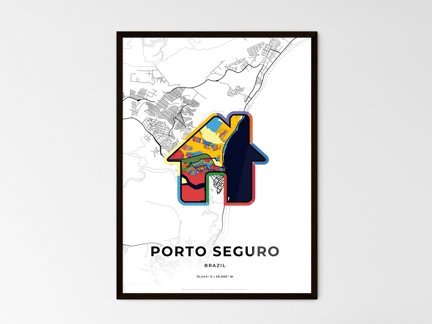 Porto Seguro Brazil wedding art map with home icon