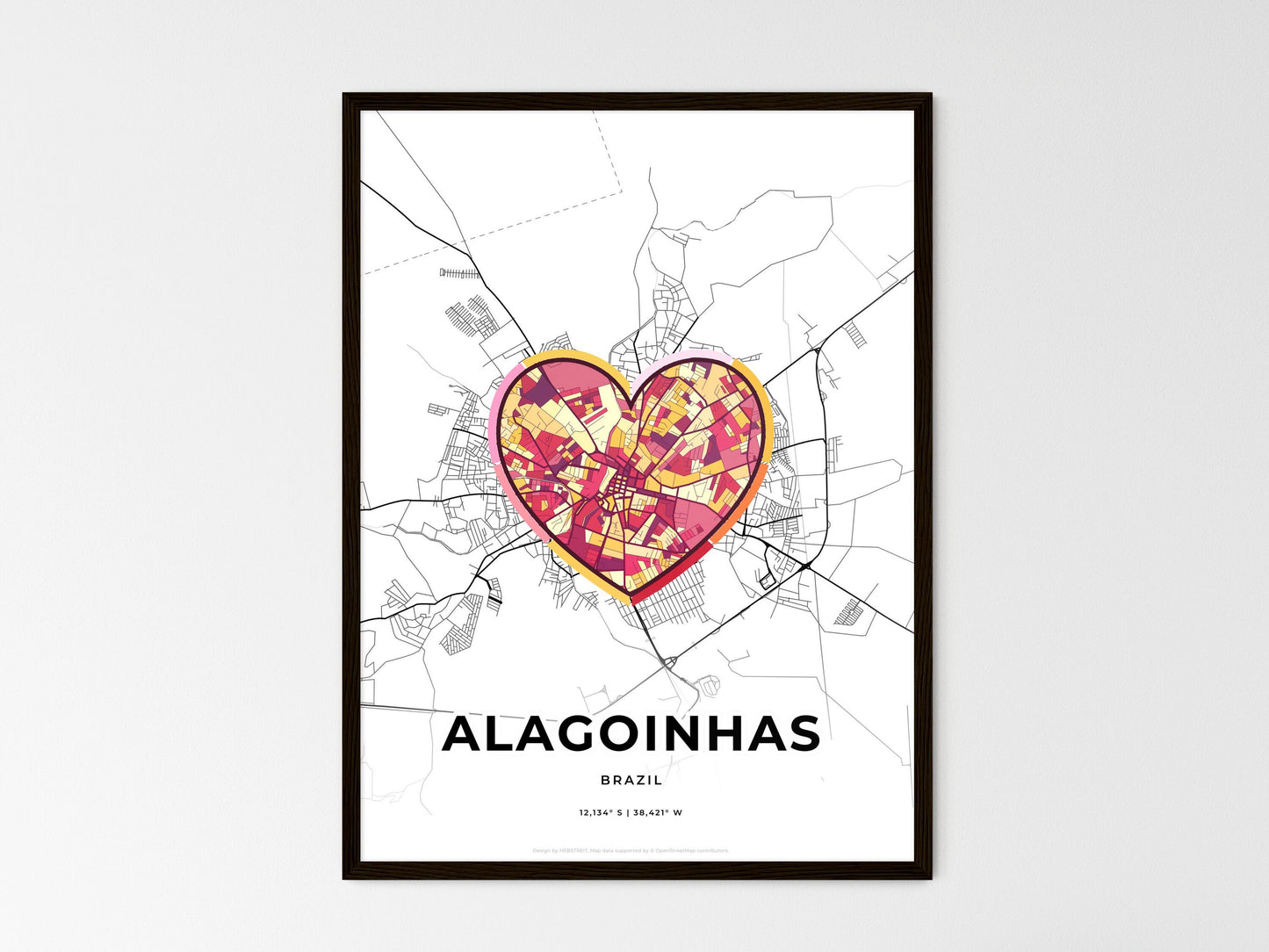 Alagoinhas Brazil wedding art map with heart icon