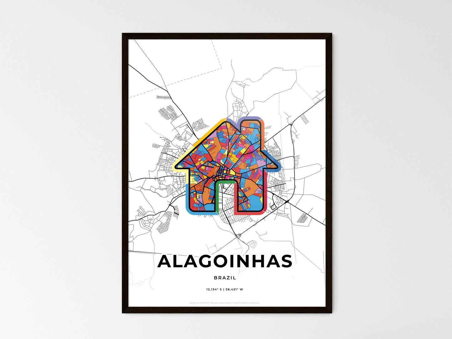 Alagoinhas Brazil wedding art map with home icon