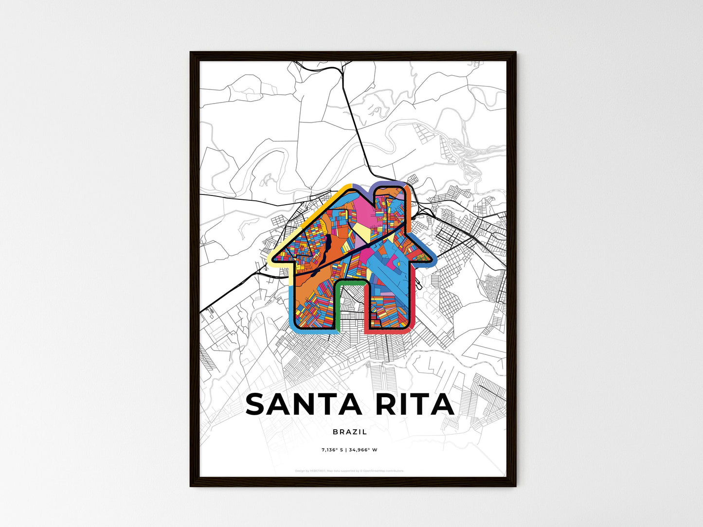 Santa Rita Brazil wedding art map with home icon
