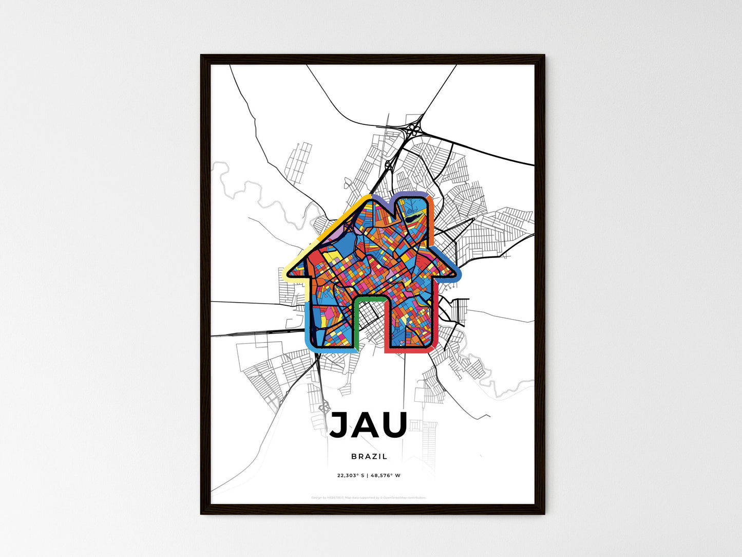 Jau Brazil wedding art map with home icon
