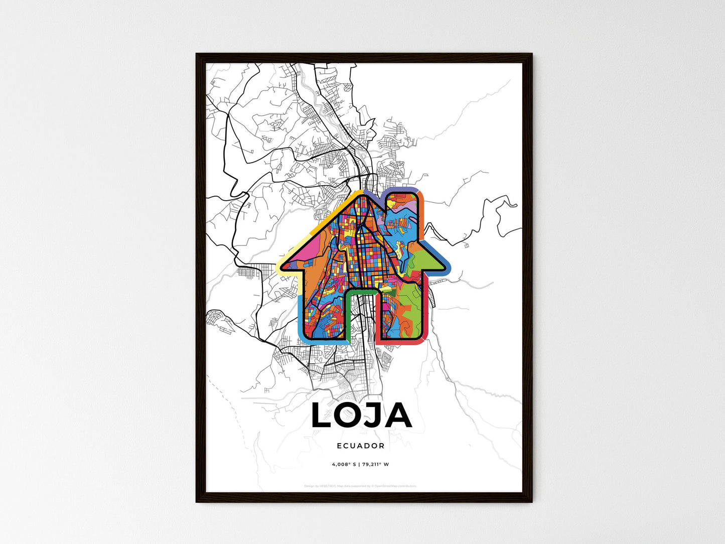 Loja Ecuador wedding art map with home icon