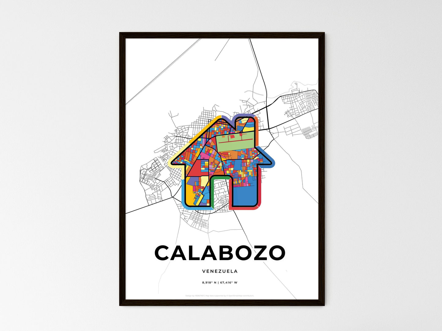 Calabozo Venezuela wedding art map with home icon