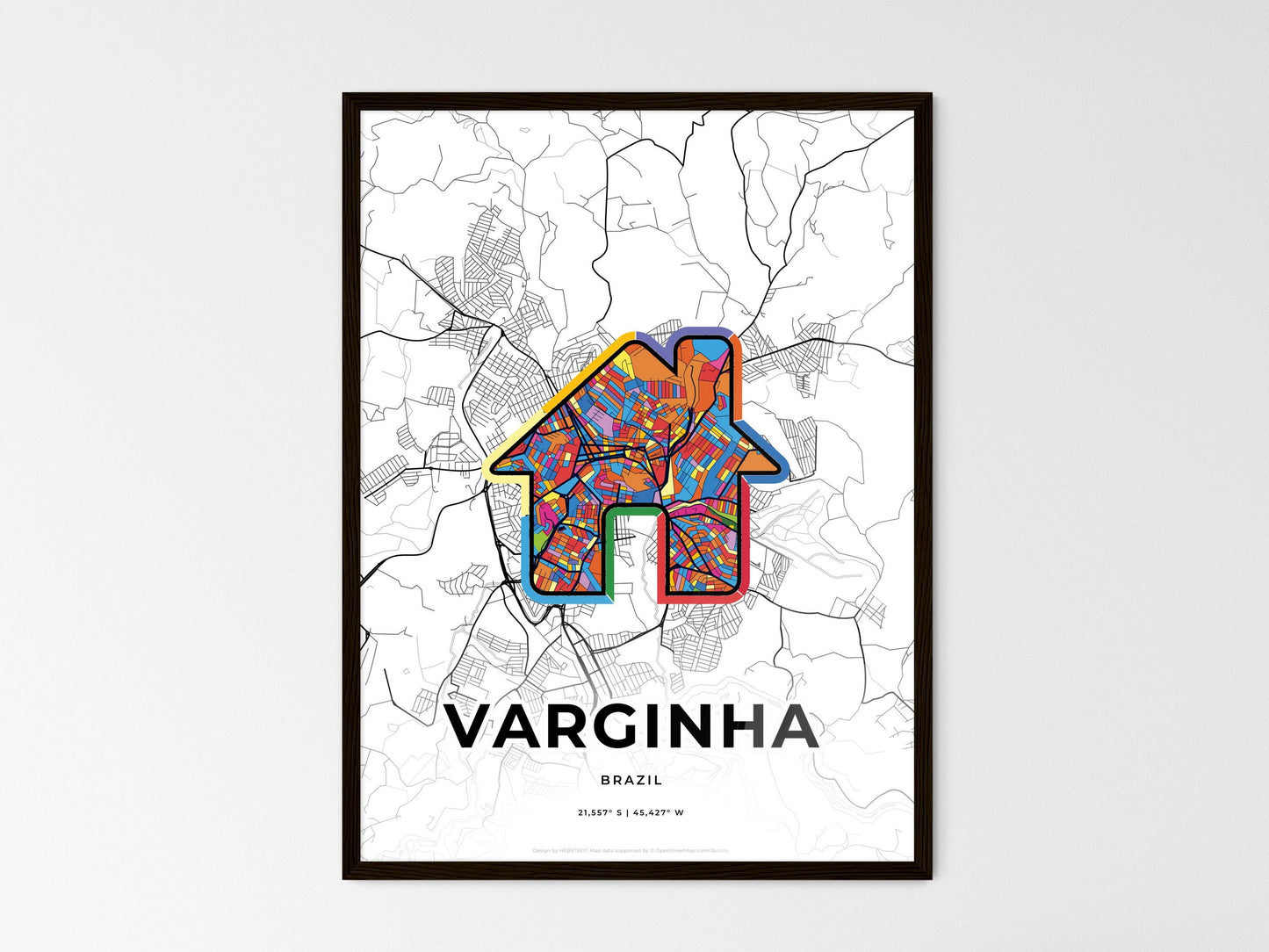 Varginha Brazil wedding art map with home icon