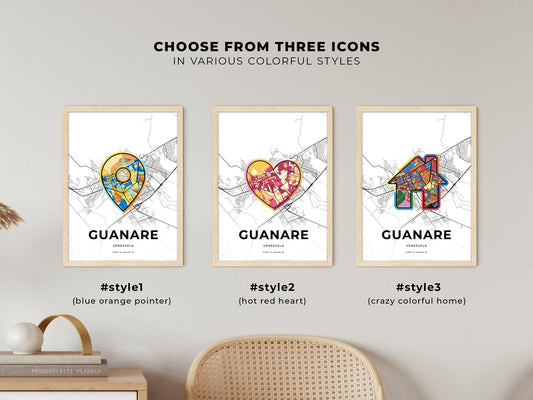 Guanare Venezuela maps with colorful icons