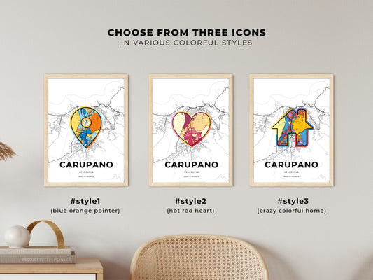Carupano Venezuela maps with colorful icons