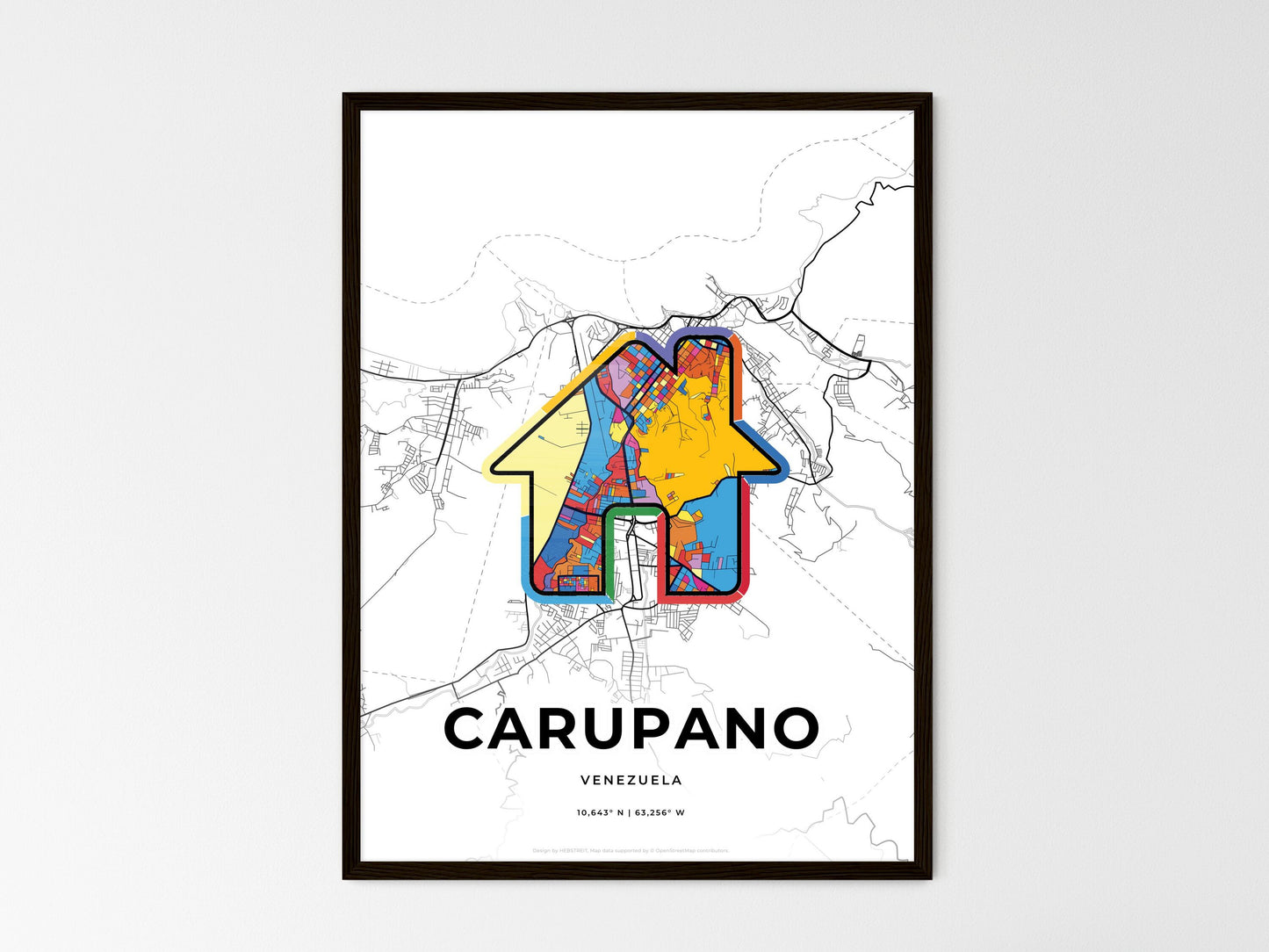 Carupano Venezuela wedding art map with home icon