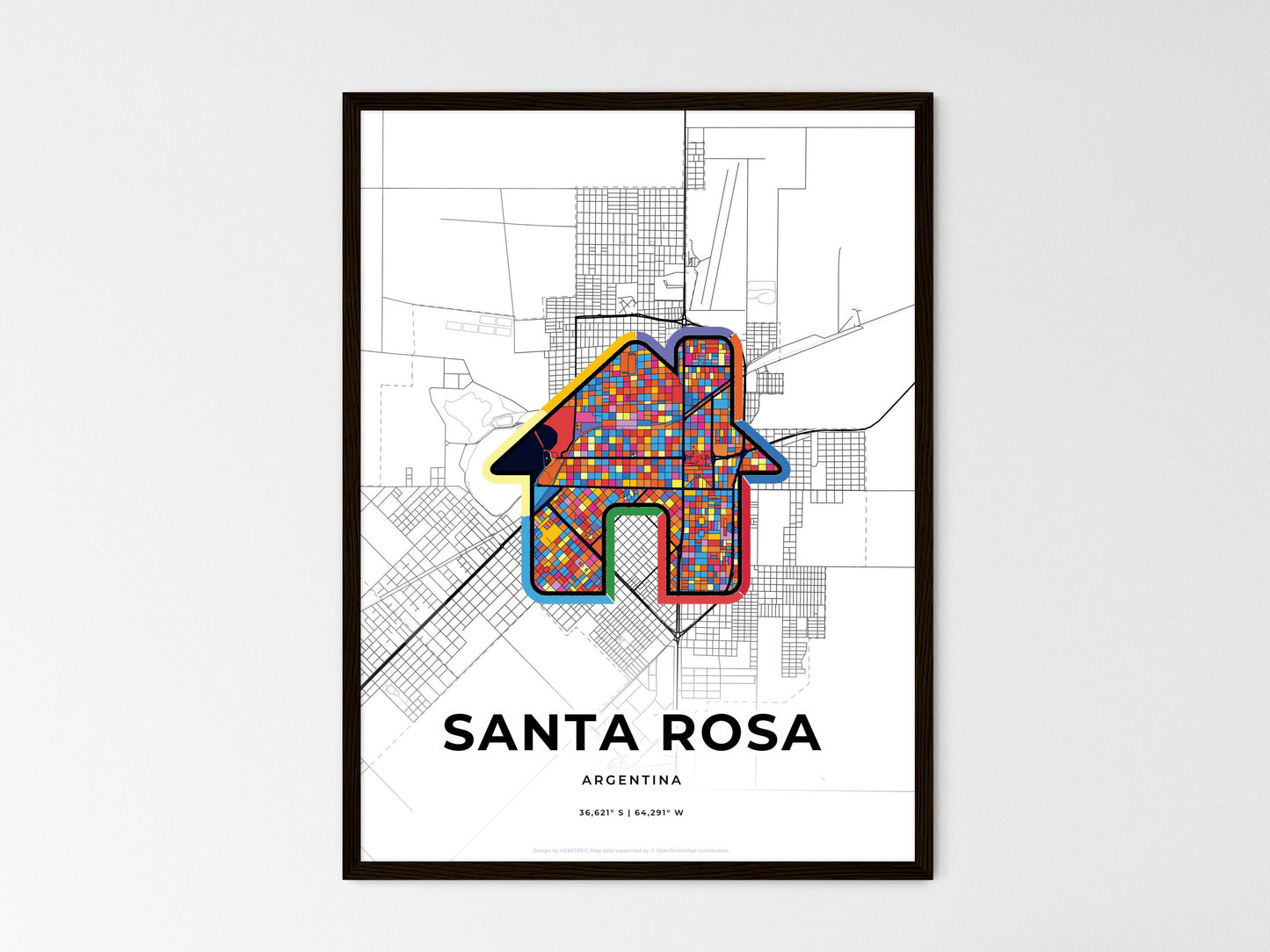 Santa Rosa Argentina wedding art map with home icon