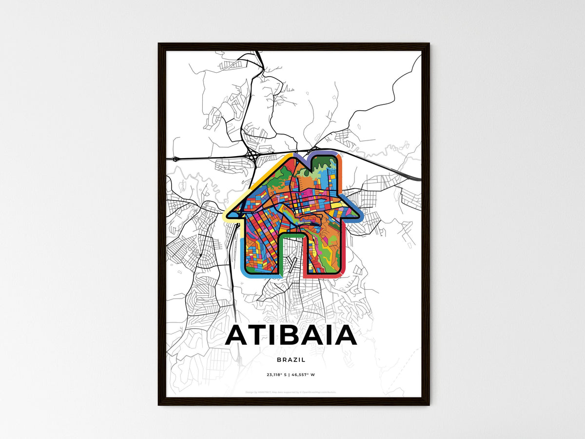 Atibaia Brazil wedding art map with home icon