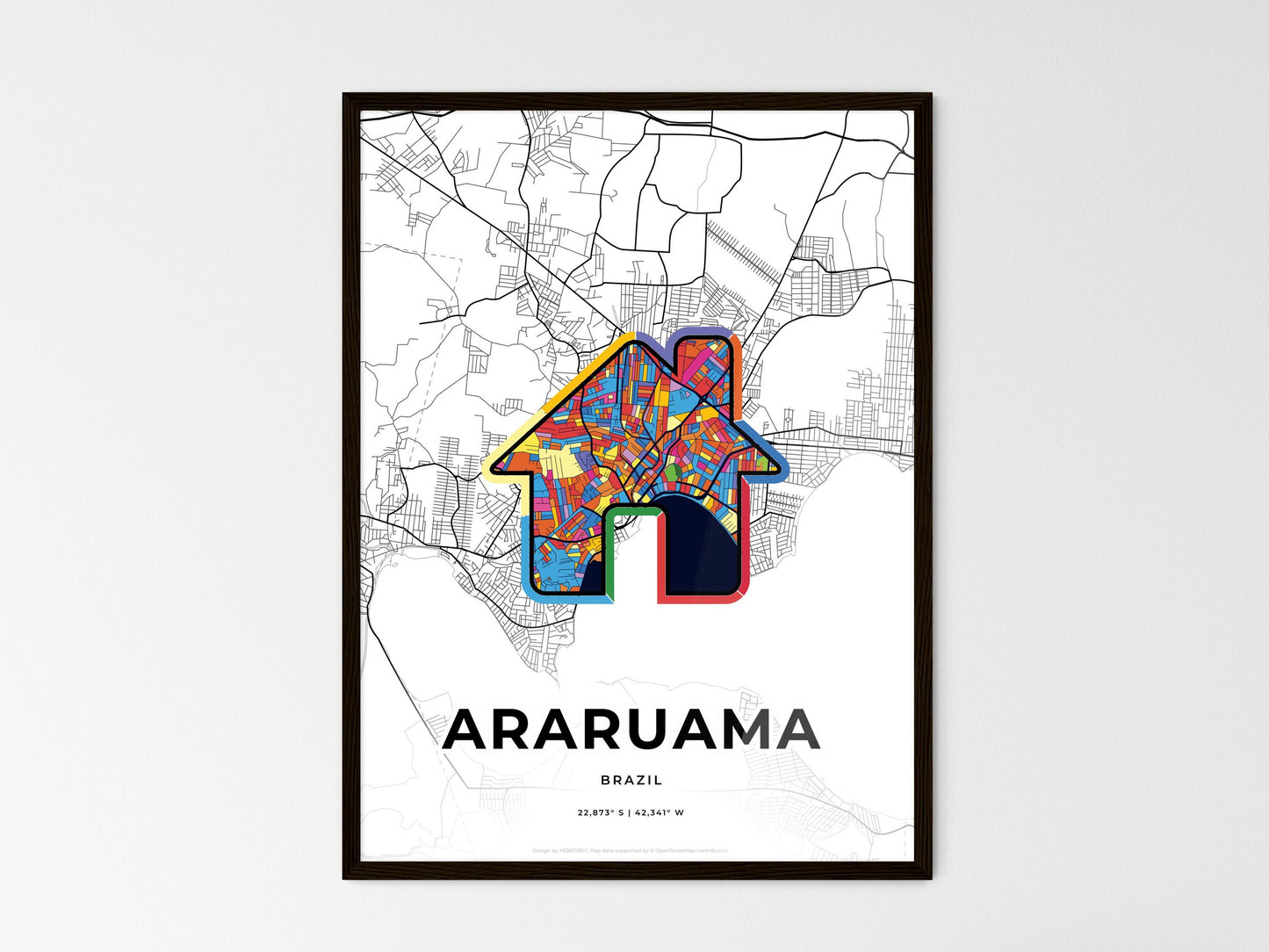 Araruama Brazil wedding art map with home icon