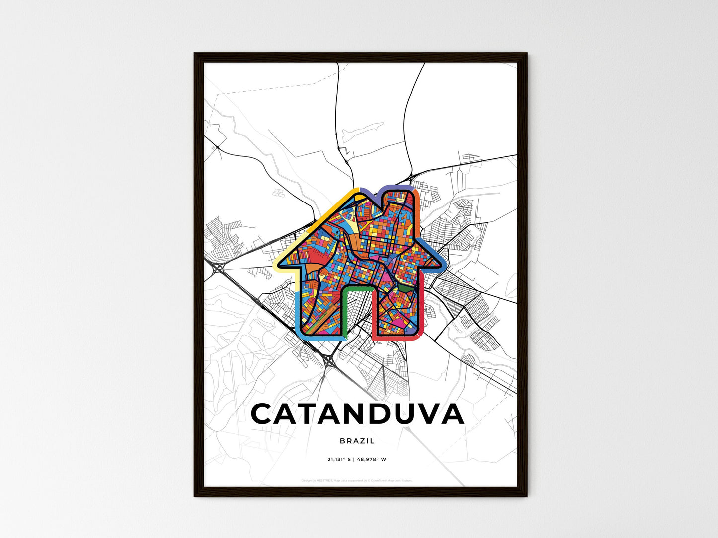 Catanduva Brazil wedding art map with home icon