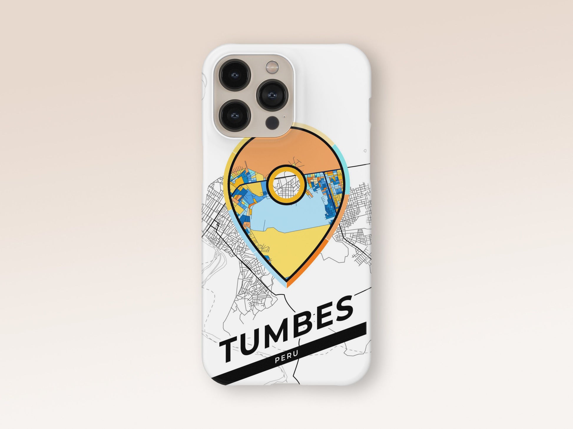 Tumbes Peru slim phone case with colorful icon. Birthday, wedding or housewarming gift. Couple match cases. 1