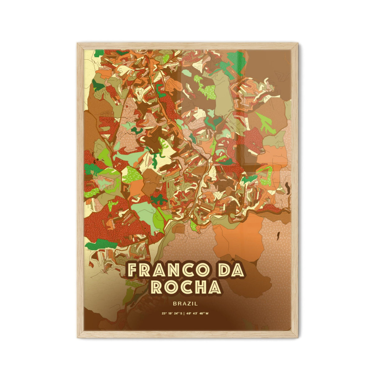 Colorful FRANCO DA ROCHA BRAZIL Fine Art Map Farmhouse