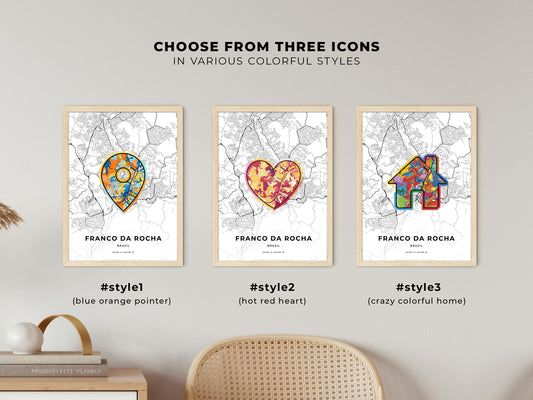 Franco Da Rocha Brazil maps with colorful icons