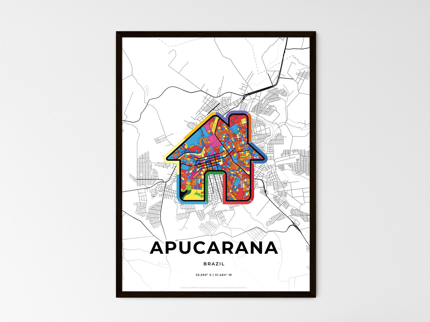 Apucarana Brazil wedding art map with home icon