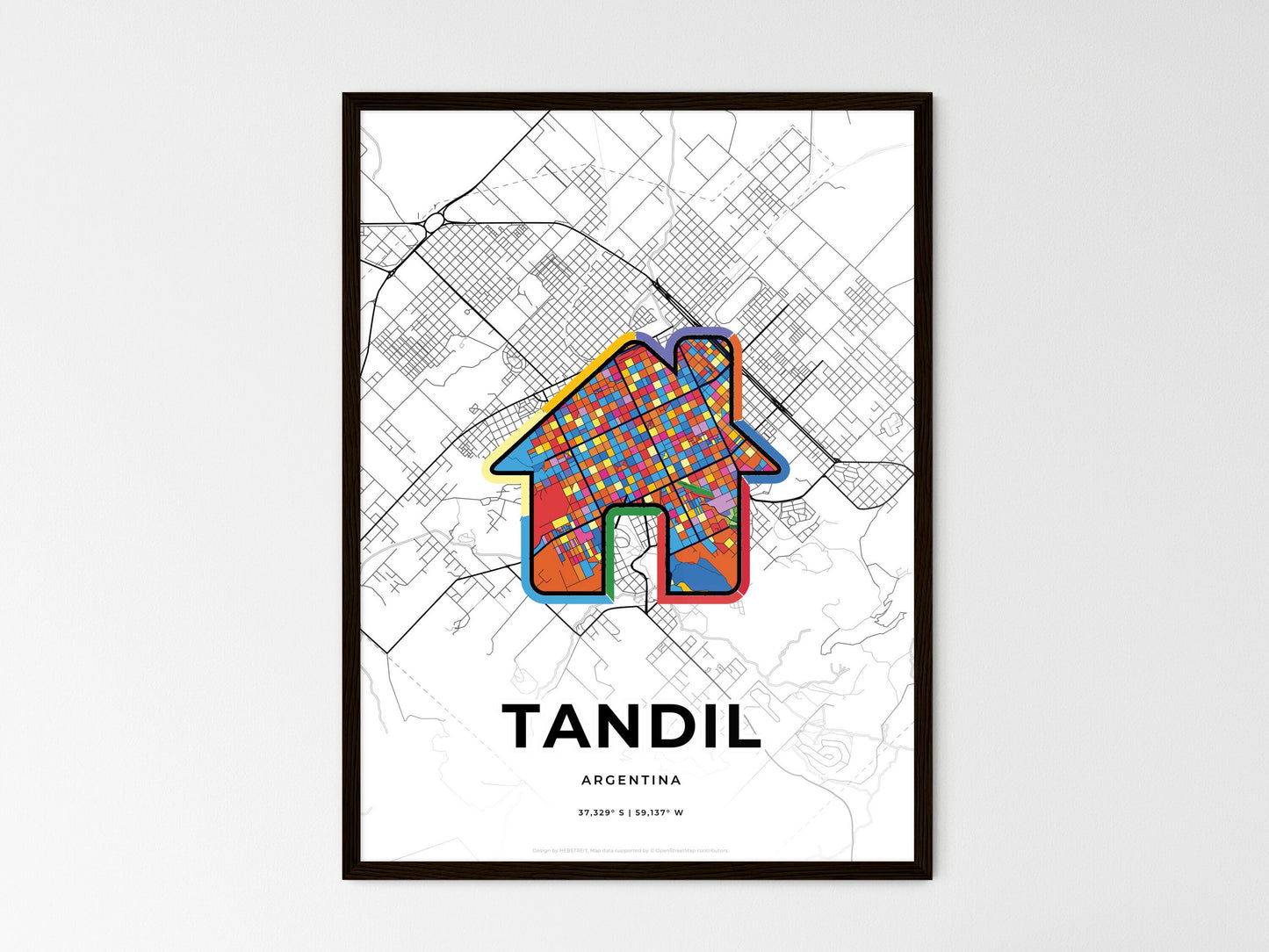 Tandil Argentina wedding art map with home icon