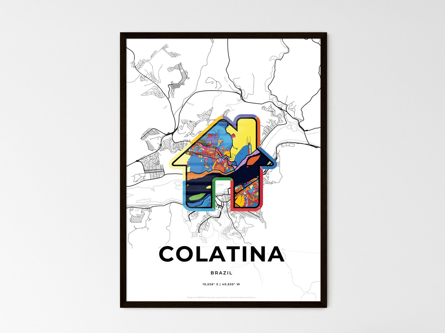 Colatina Brazil wedding art map with home icon